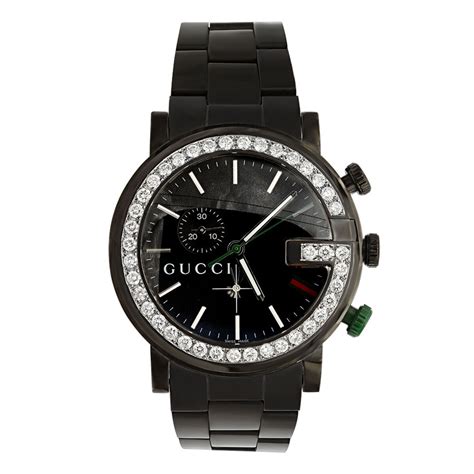 all black mens gucci watch|men's gucci watch diamond bezel.